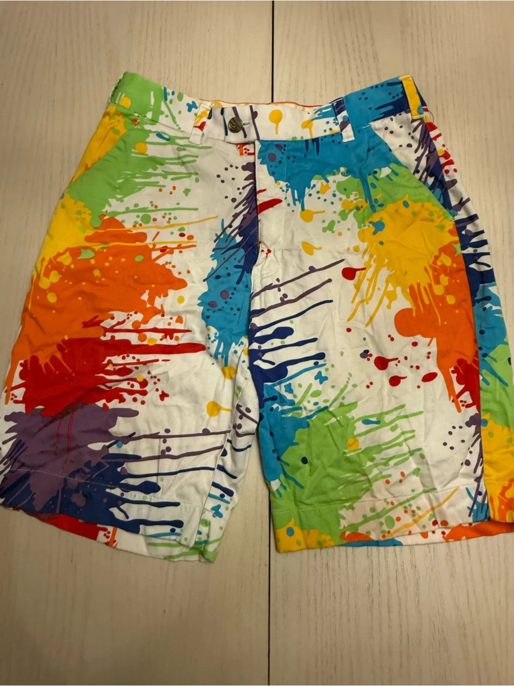 Loudmouth Shorts Men’s 30 Multicolor Paint Splatter Golf Chino Colorful Bold